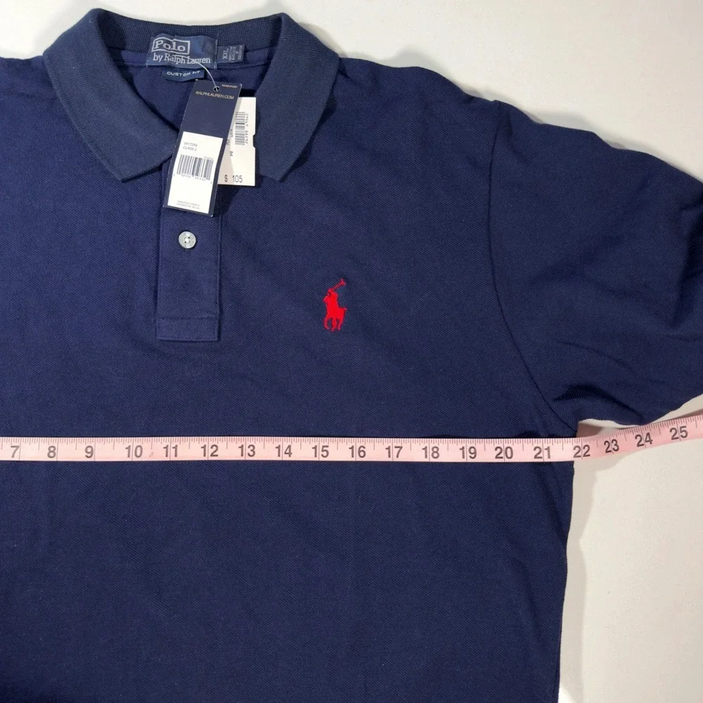 Polo Ralph Lauren Polo Shirt Mens XXL Navy New Custom Fit Mesh Pony Logo